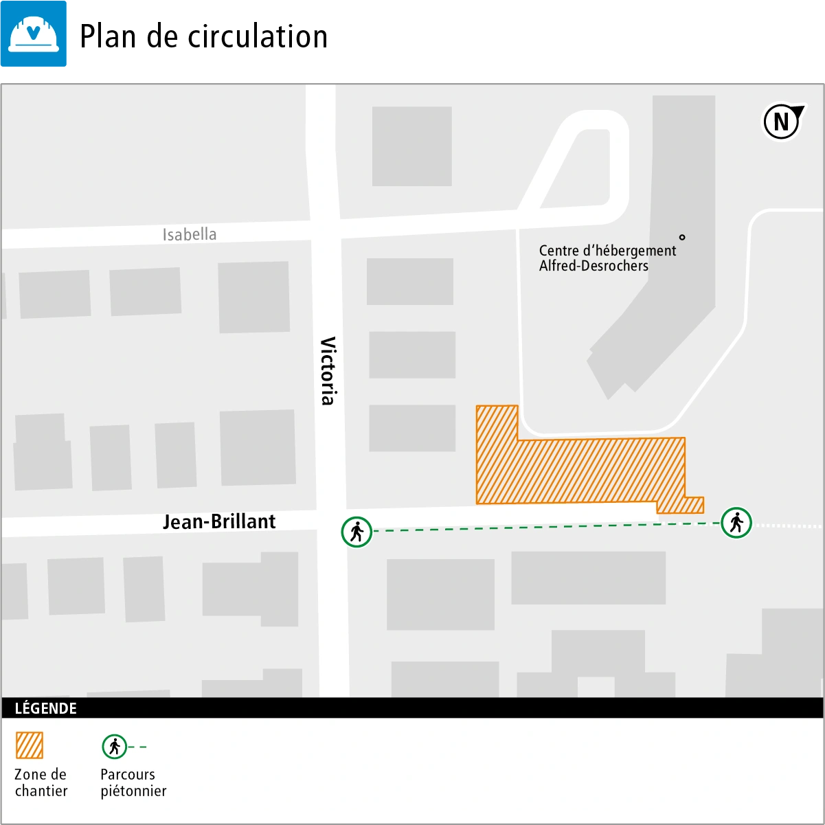 Plan de la circulation autour du chantier du poste de redressement Jean-Brillant Plan de la circulation autour du chantier du poste de redressement Jean-Brillant