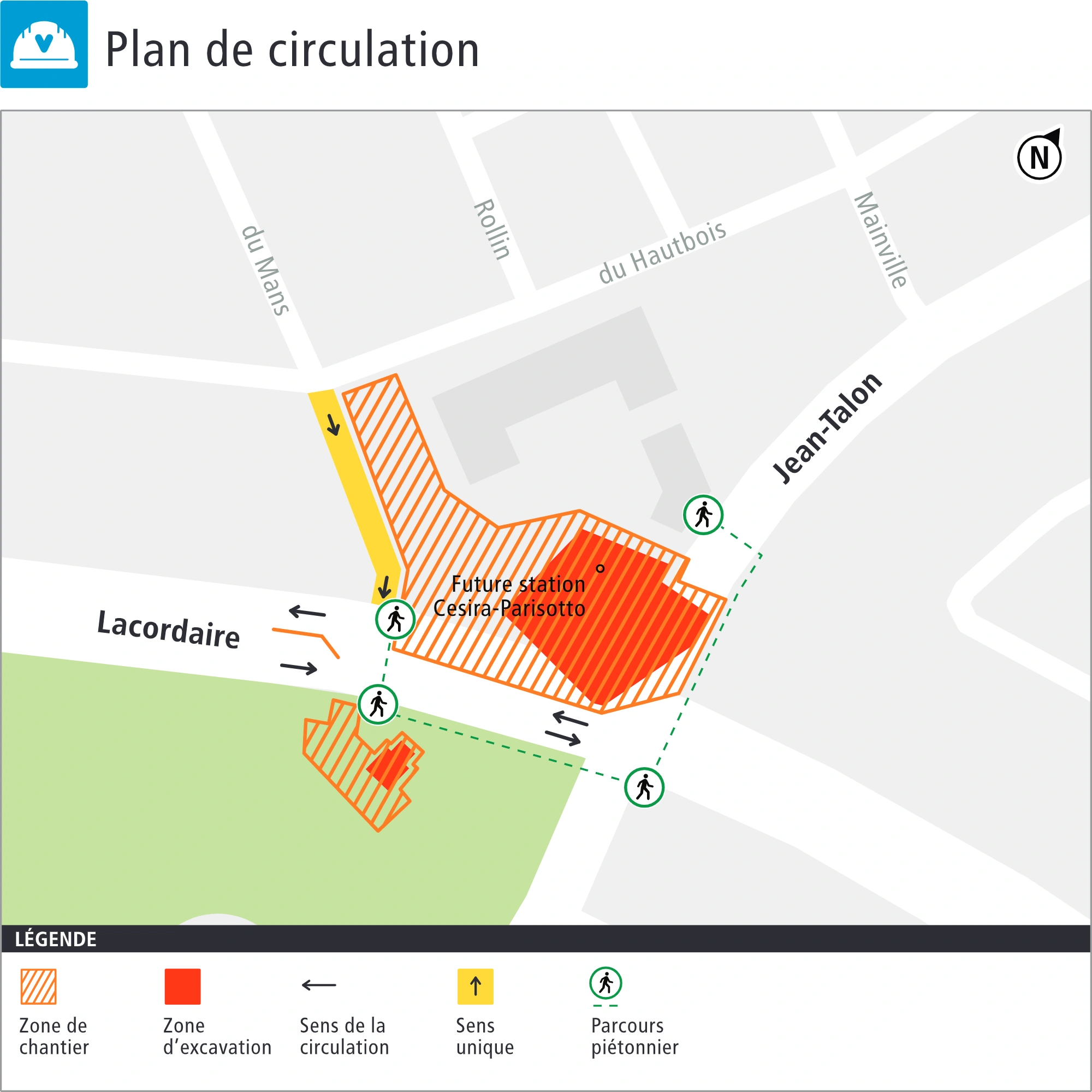 Plan de la circulation autour du chantier de la station Cesira-Parisotto Plan de la circulation autour du chantier de la station Cesira-Parisotto