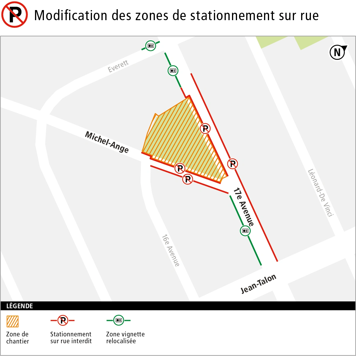 Plan des modifications des zones de stationnement sur rue Michel-Ange Plan des modifications des zones de stationnement sur rue Michel-Ange