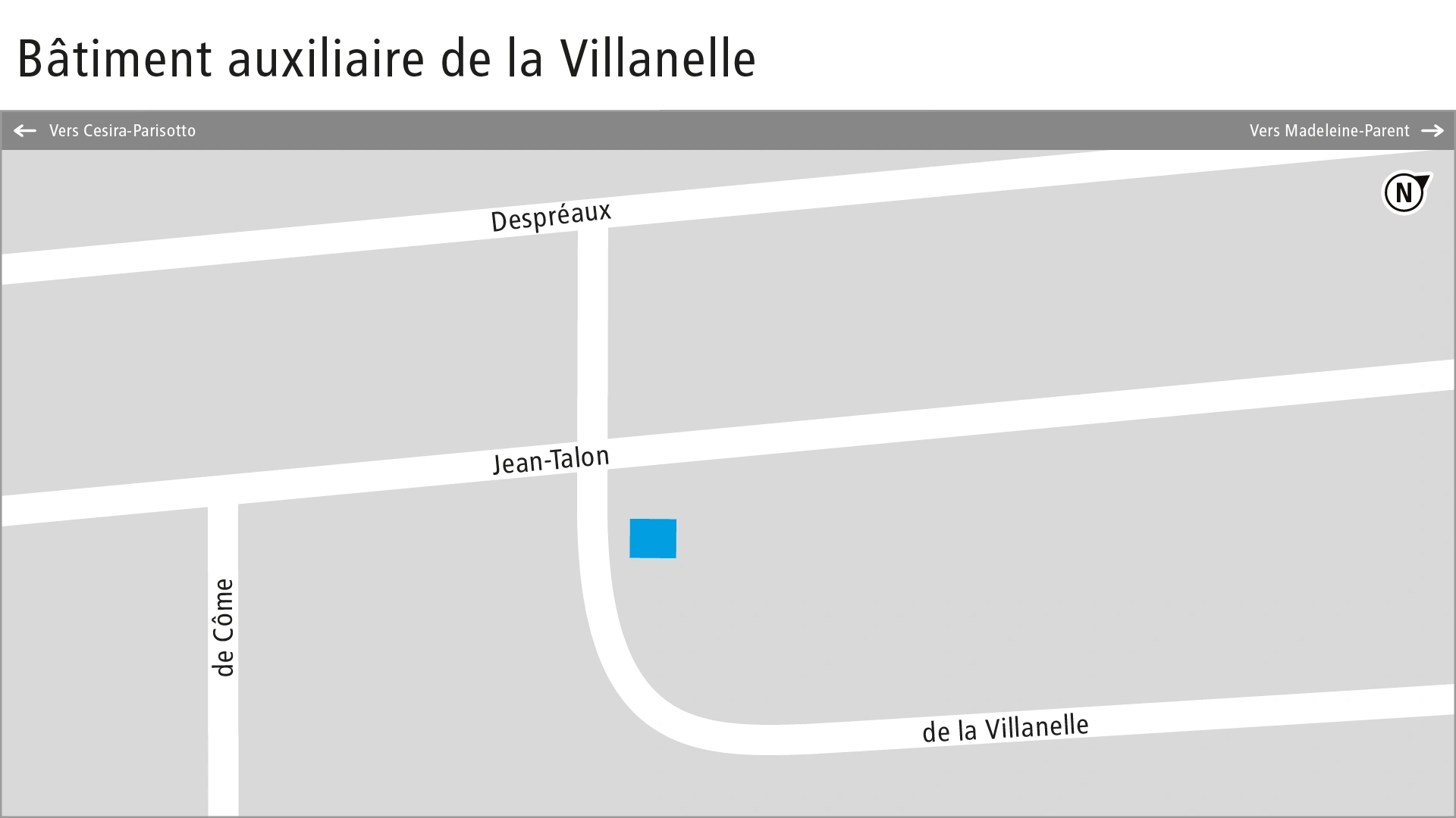 Plan de localisation du bâtiment auxiliaire de la Villanelle 