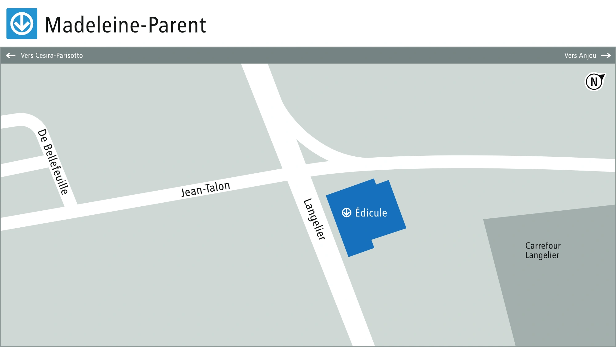 Plan d’accès à la station Madeleine-Parent