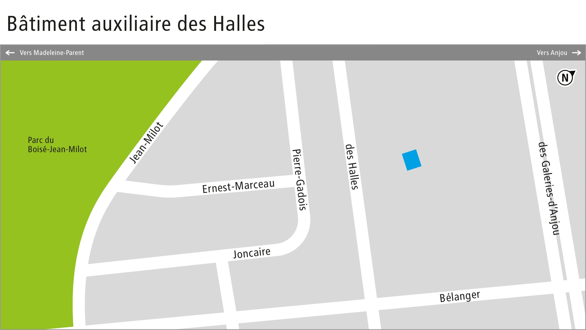 Plan de localisation du bâtiment auxiliaire des Halles 