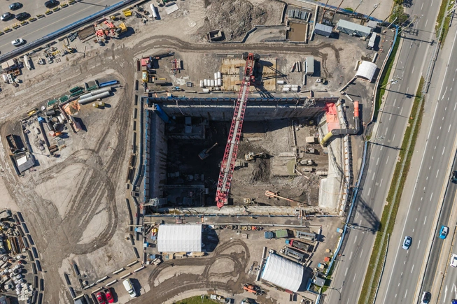 Vue aérienne du secteur ouest de la future station Anjou