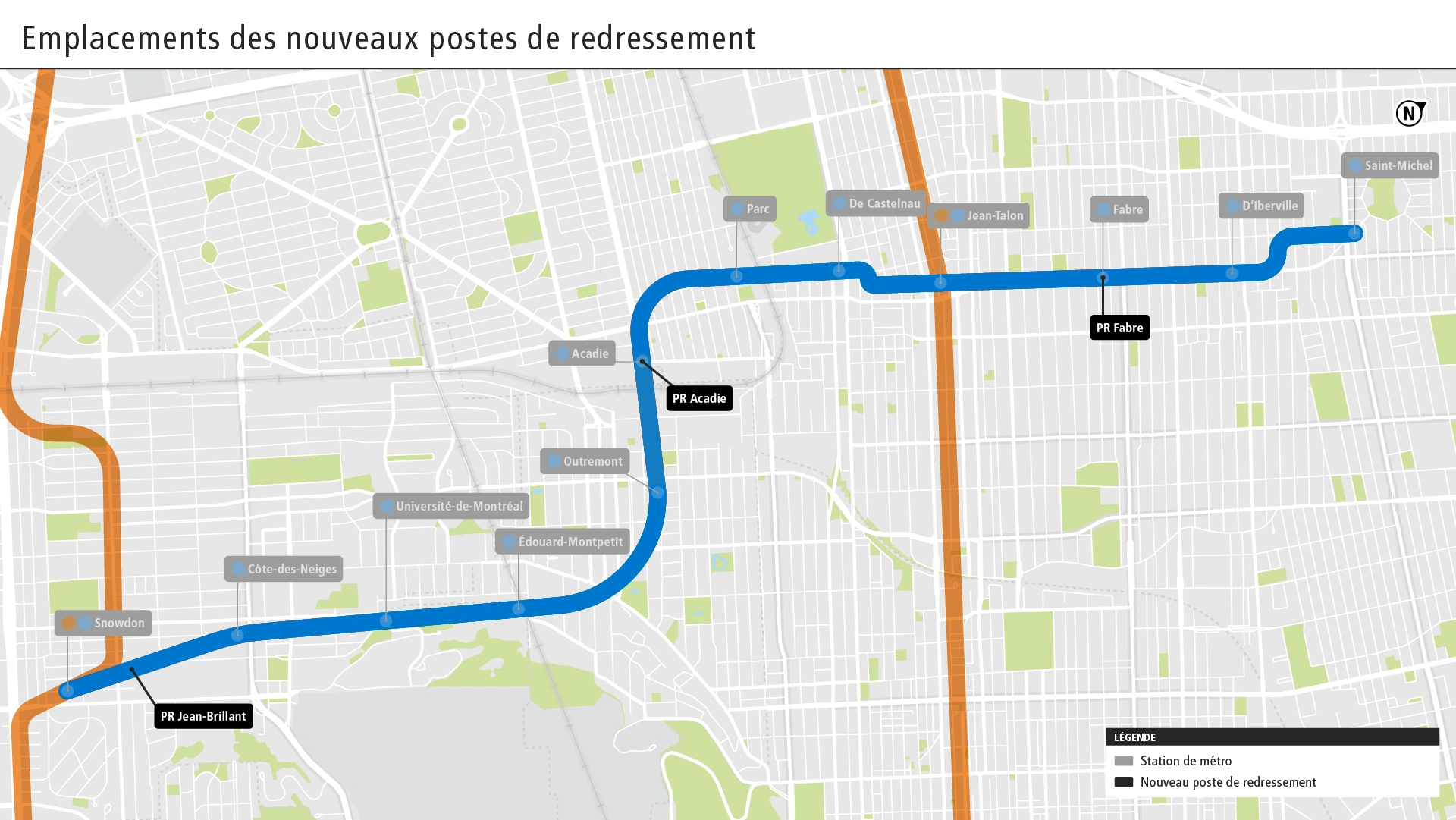 Plan de l’emplacement des trois nouveaux postes de redressement