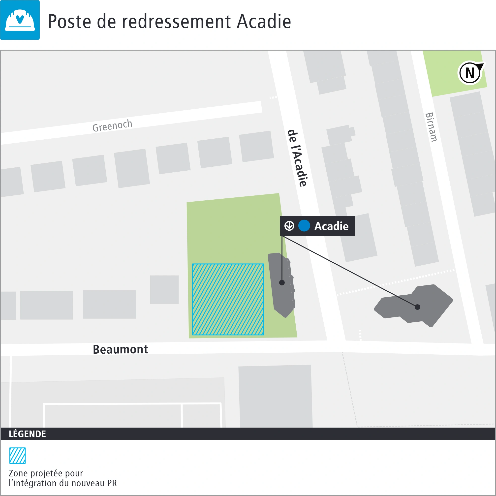 Plan de localisation du poste de redressement Acadie 