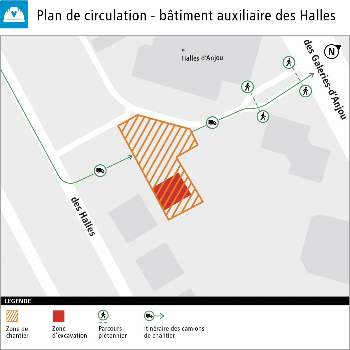Plan de la circulation et de la zone de travaux des Halles Plan de la circulation et de la zone de travaux des Halles
