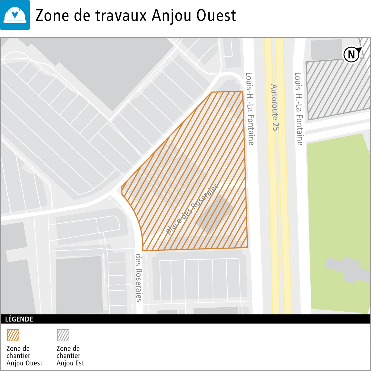 Plan de la circulation autour du secteur ouest du chantier de la station Anjou Plan de la circulation autour du secteur ouest du chantier de la station Anjou