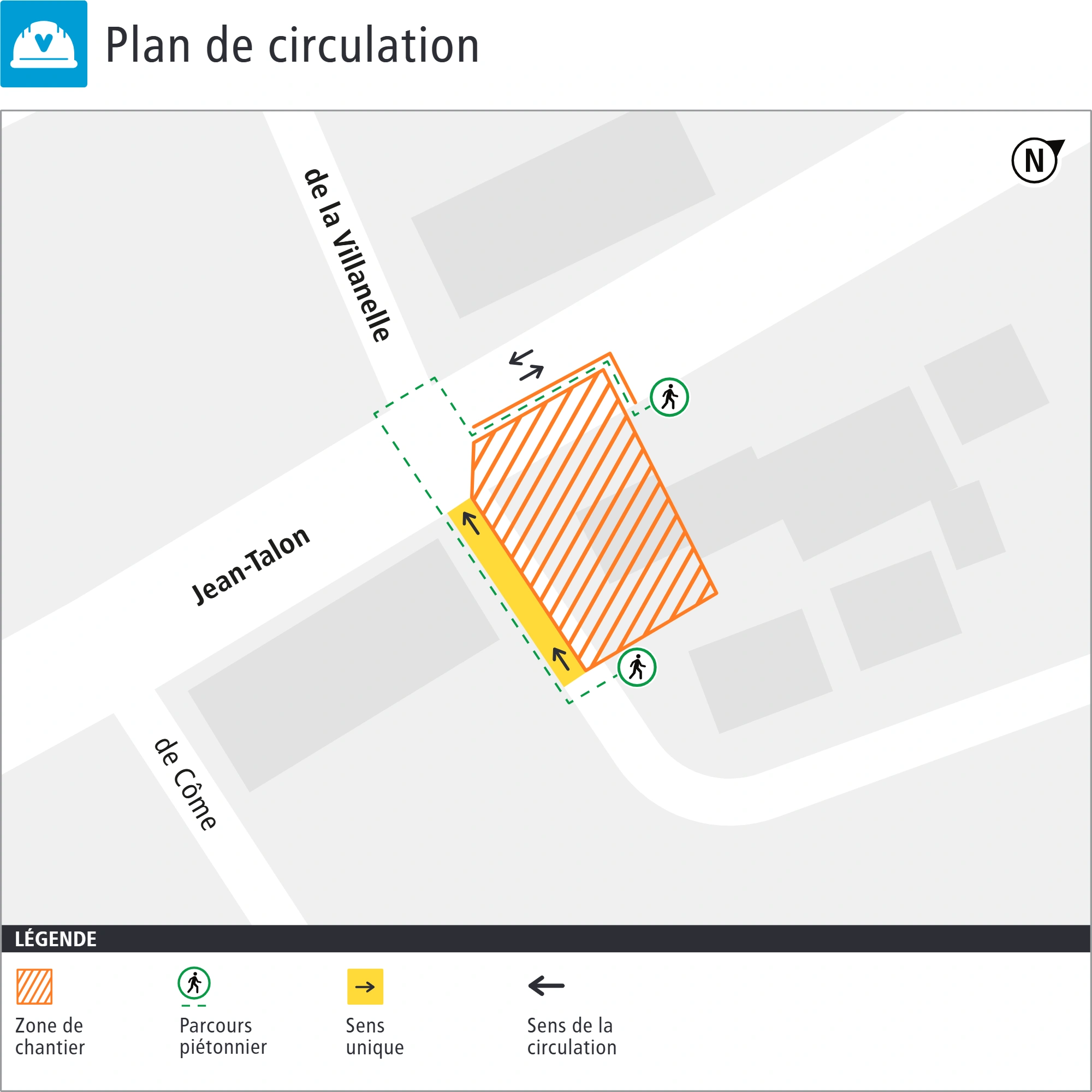 Plan de la circulation et de la zone de travaux de la Villanelle Plan de la circulation et de la zone de travaux de la Villanelle