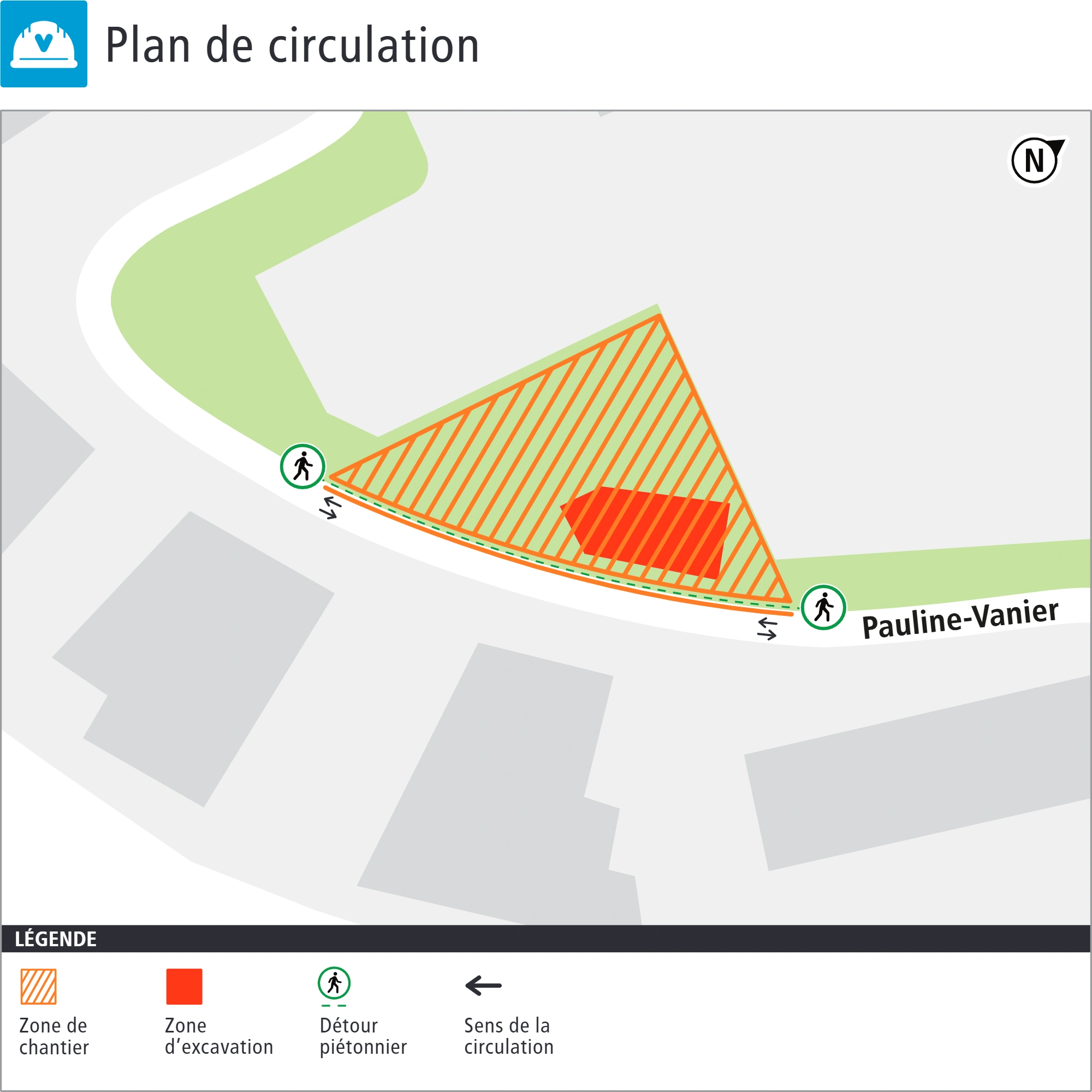 Plan de la circulation autour du chantier du bâtiment auxiliaire Pauline-Vanier Plan de la circulation autour du chantier du bâtiment auxiliaire Pauline-Vanier